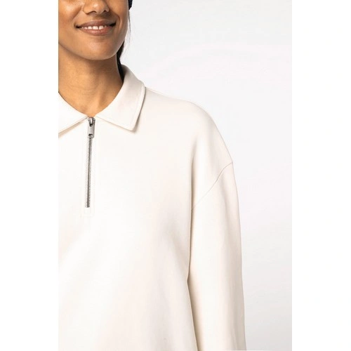 Sudadera ecorresponsable 1/4 cremallera cuello tipo polo y hombros caídos unisex