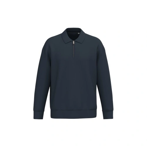 Sudadera ecorresponsable 1/4 cremallera cuello tipo polo y hombros caídos unisex