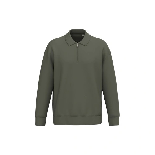 Sudadera ecorresponsable 1/4 cremallera cuello tipo polo y hombros caídos unisex