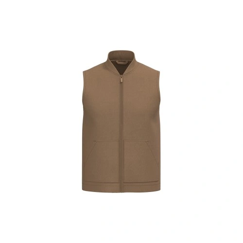 Chaleco acolchado de sarga ecorresponsable con cuello tipo beisbolera unisex