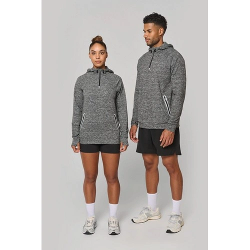 Sudadera deportiva capucha 1/4 cremallera unisex