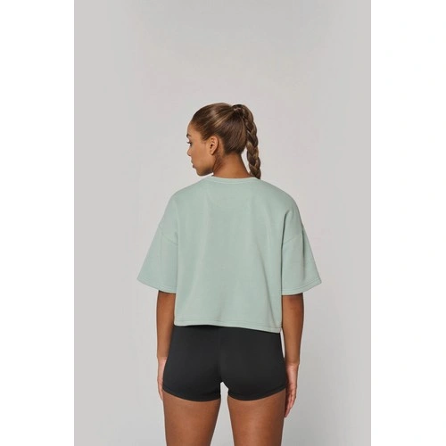 Sudadera crop cuello redondo y manga corta mujer