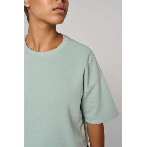 Sudadera crop cuello redondo y manga corta mujer