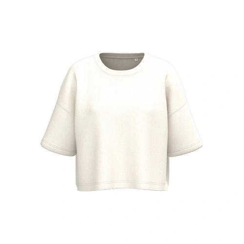 Sudadera crop cuello redondo y manga corta mujer