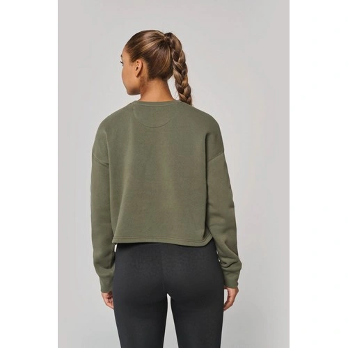 Sudadera crop cuello redondo mujer