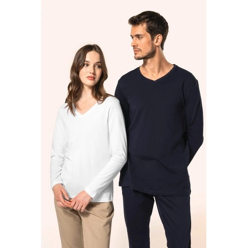 Camiseta Supima cuello de pico manga larga hombre