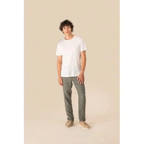 Camiseta lino cuello redondo hombre