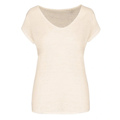 Camiseta lino cuello redondo mujer