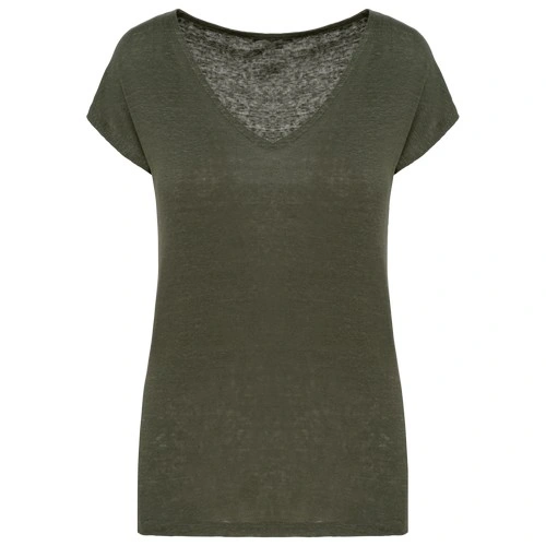 Camiseta lino cuello redondo mujer