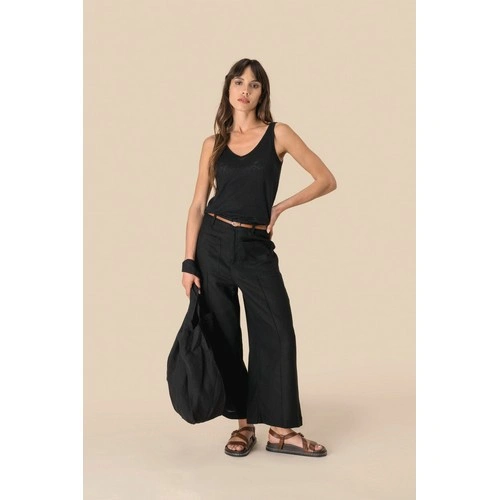 Camiseta de tirantes de lino mujer