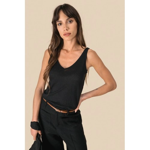 Camiseta de tirantes de lino mujer