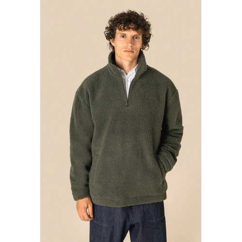 Sudadera de sherpa con 1/4 de cremallera y hombros caídos unisex