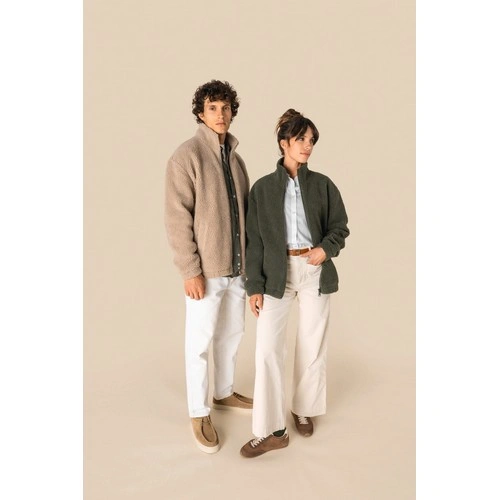Sudadera de sherpa con cremallera y hombros caídos unisex