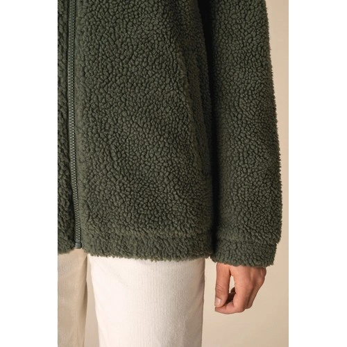 Sudadera de sherpa con cremallera y hombros caídos unisex