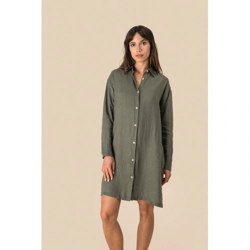 Vestido camisero de lino mujer