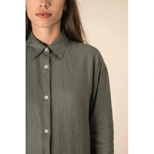 Vestido camisero de lino mujer