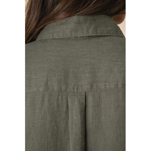 Vestido camisero de lino mujer