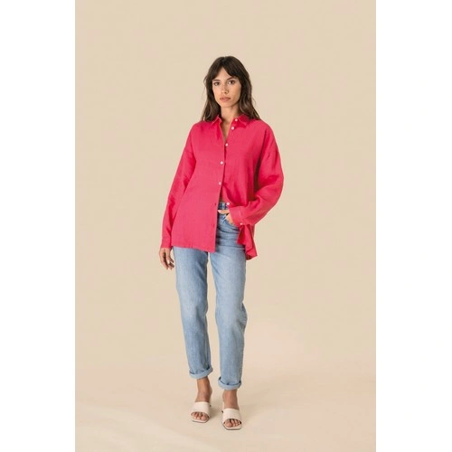 Camisa de lino oversize mujer