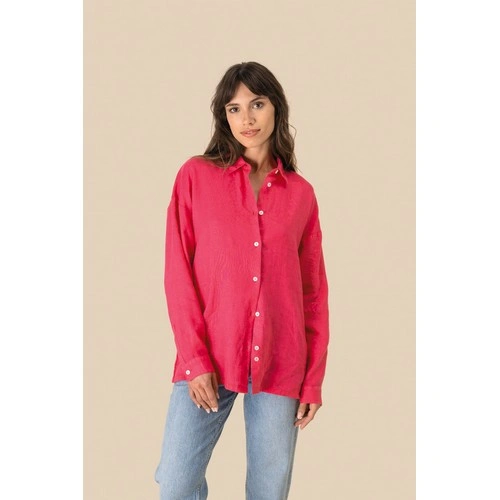 Camisa de lino oversize mujer