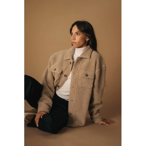 Sobrecamisa de sherpa con hombros caídos unisex br/