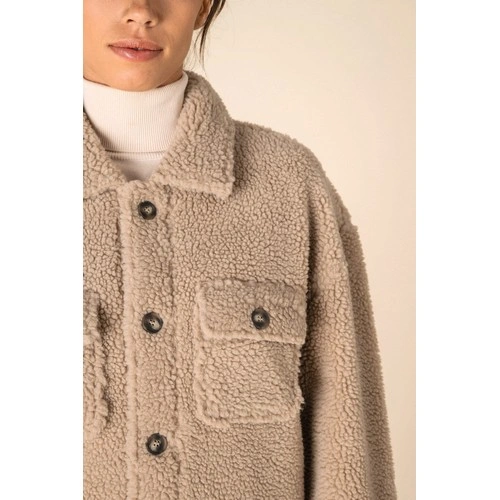 Sobrecamisa de sherpa con hombros caídos unisex br/