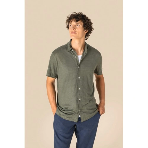 Camisa manga corta de lino hombre