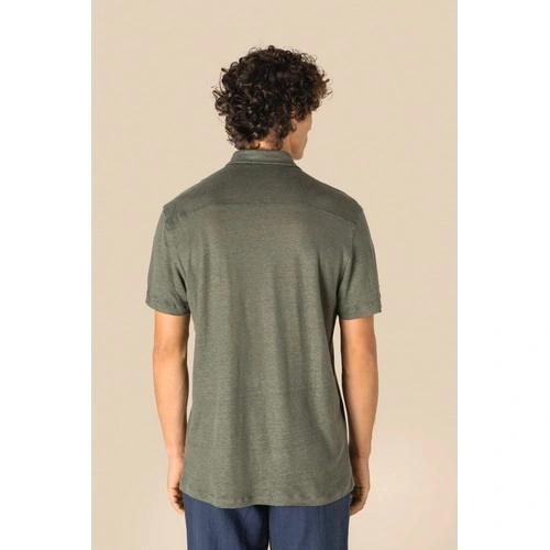 Camisa manga corta de lino hombre