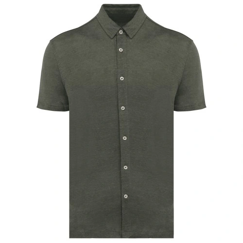 Camisa manga corta de lino hombre