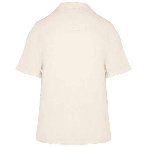Camisa manga corta de lino y cuello bowling mujer