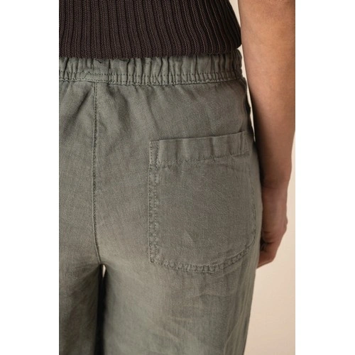 Pantalón efecto lavado de lino mujer