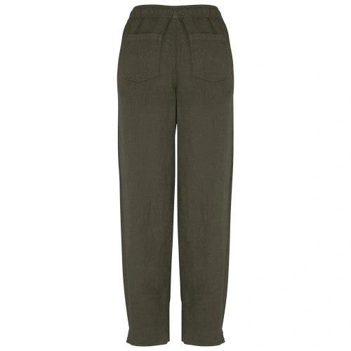 Pantalón efecto lavado de lino mujer
