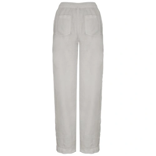 Pantalón efecto lavado de lino mujer