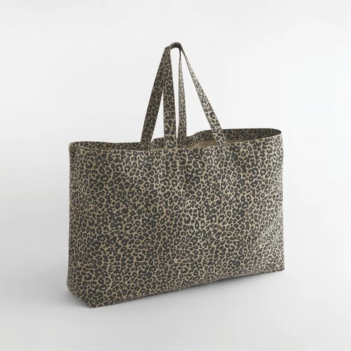 Bolsa de lona oversize con estampado de leopardo