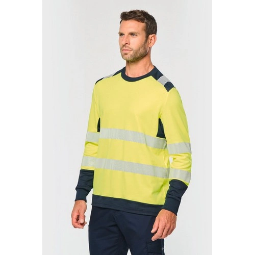 Camiseta de seguridad reciclada cuello redondo manga larga unisex