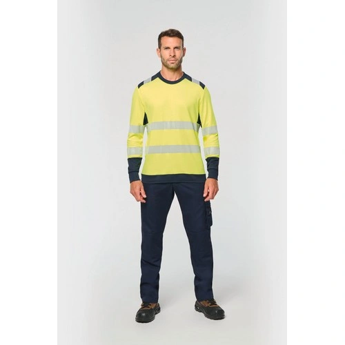 Camiseta de seguridad reciclada cuello redondo manga larga unisex
