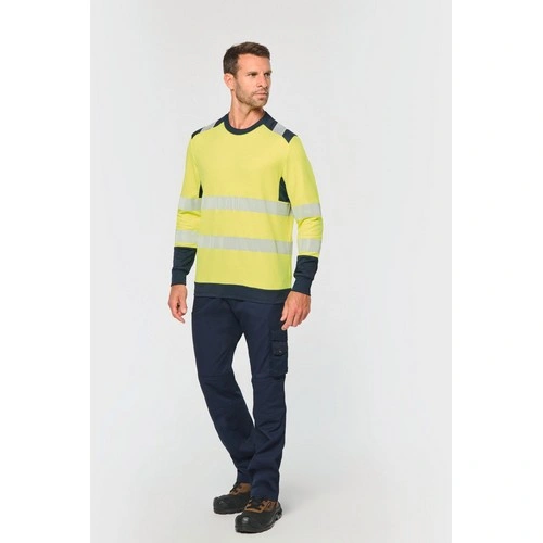Camiseta de seguridad reciclada cuello redondo manga larga unisex