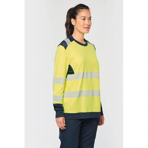 Camiseta de seguridad reciclada cuello redondo manga larga unisex