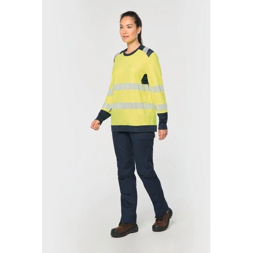 Camiseta de seguridad reciclada cuello redondo manga larga unisex