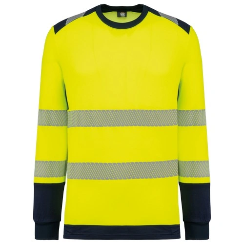 Camiseta de seguridad reciclada cuello redondo manga larga unisex