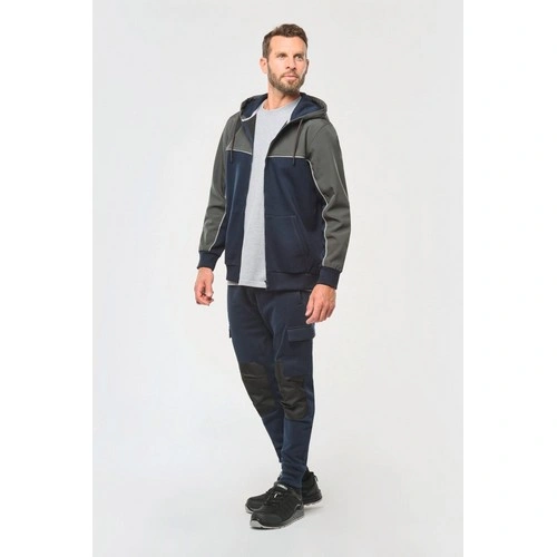 Chaqueta felpa bicolor con capucha y cremallera ecorresponsable unisex