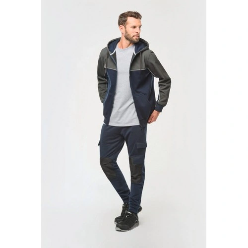 Chaqueta felpa bicolor con capucha y cremallera ecorresponsable unisex