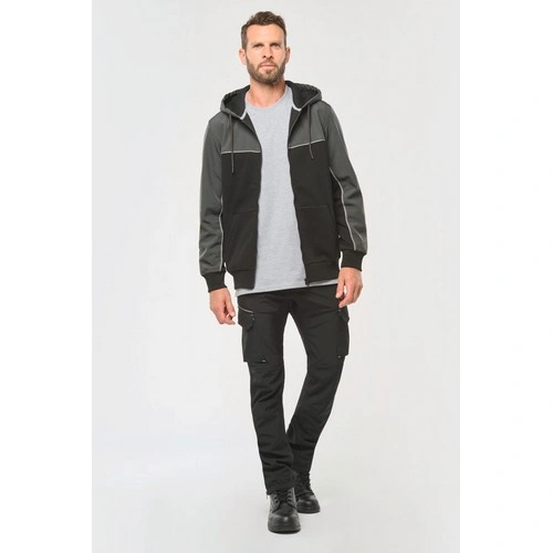 Chaqueta felpa bicolor con capucha y cremallera ecorresponsable unisex