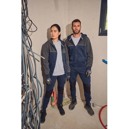 Chaqueta felpa bicolor con capucha y cremallera ecorresponsable unisex