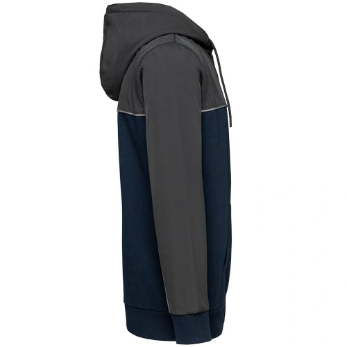 Chaqueta felpa bicolor con capucha y cremallera ecorresponsable unisex