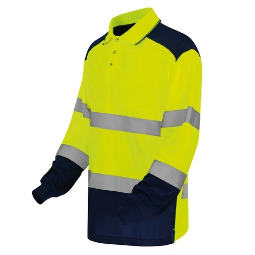 Polo de manga larga bicolor de alta visibilidad