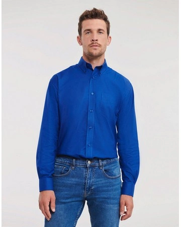 Camisa oxford manga larga bolsillo interior 135gsm