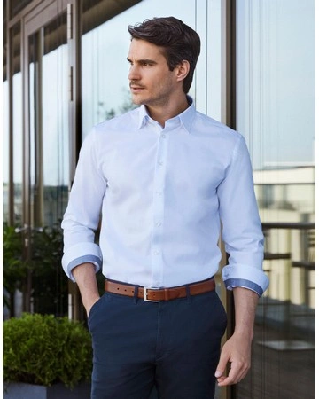 Camisa corporativa entallada contrastada 130gsm