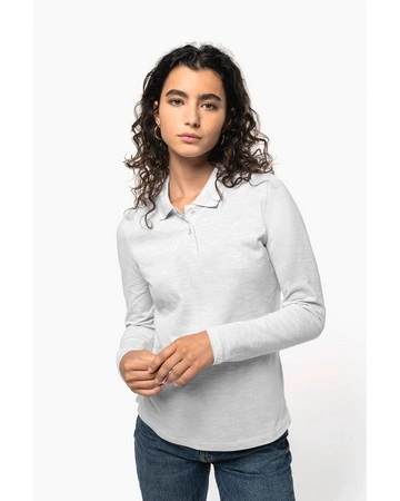 Polo mujer manga larga algodón resistente 220gsm