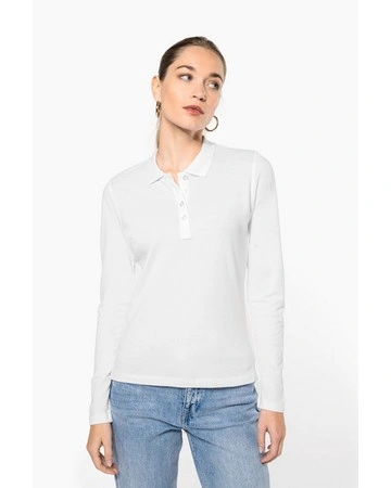 Polo mujer piqué manga larga algodón 180gsm