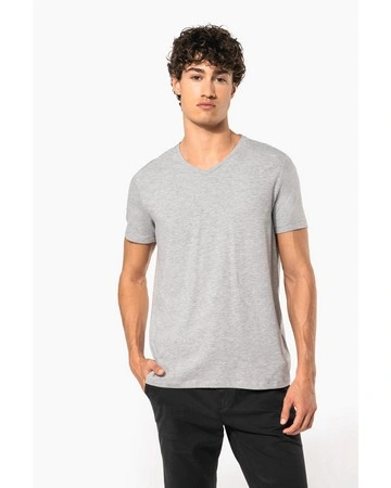 Camiseta elastano cuello pico algodón premium 160gsm